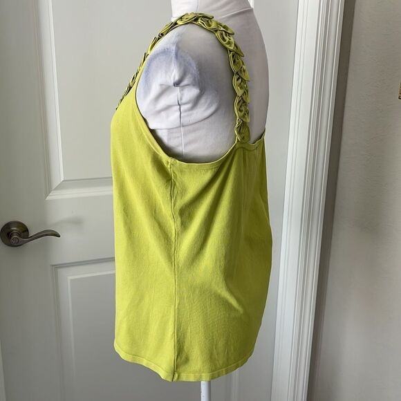 Ravel V Neck Satin Beaded Floral Trim Citron Color SZ XL - Picture 3 of 8